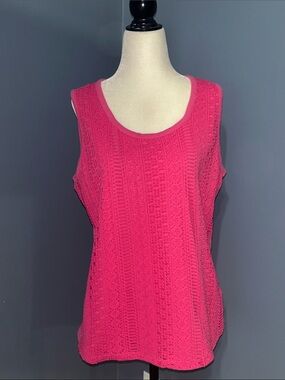 Rafaella Bright Pink Knit Scoop Neck Tank size L